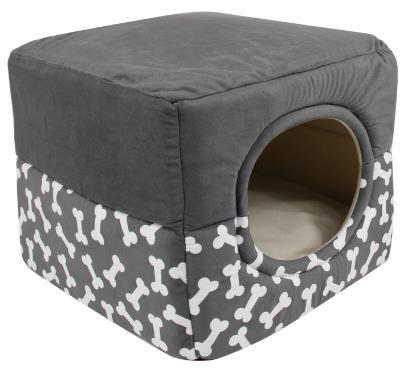 DOGGIE-Q wo-Way Bed TwoTone Lemon Grey 33x33x28cm