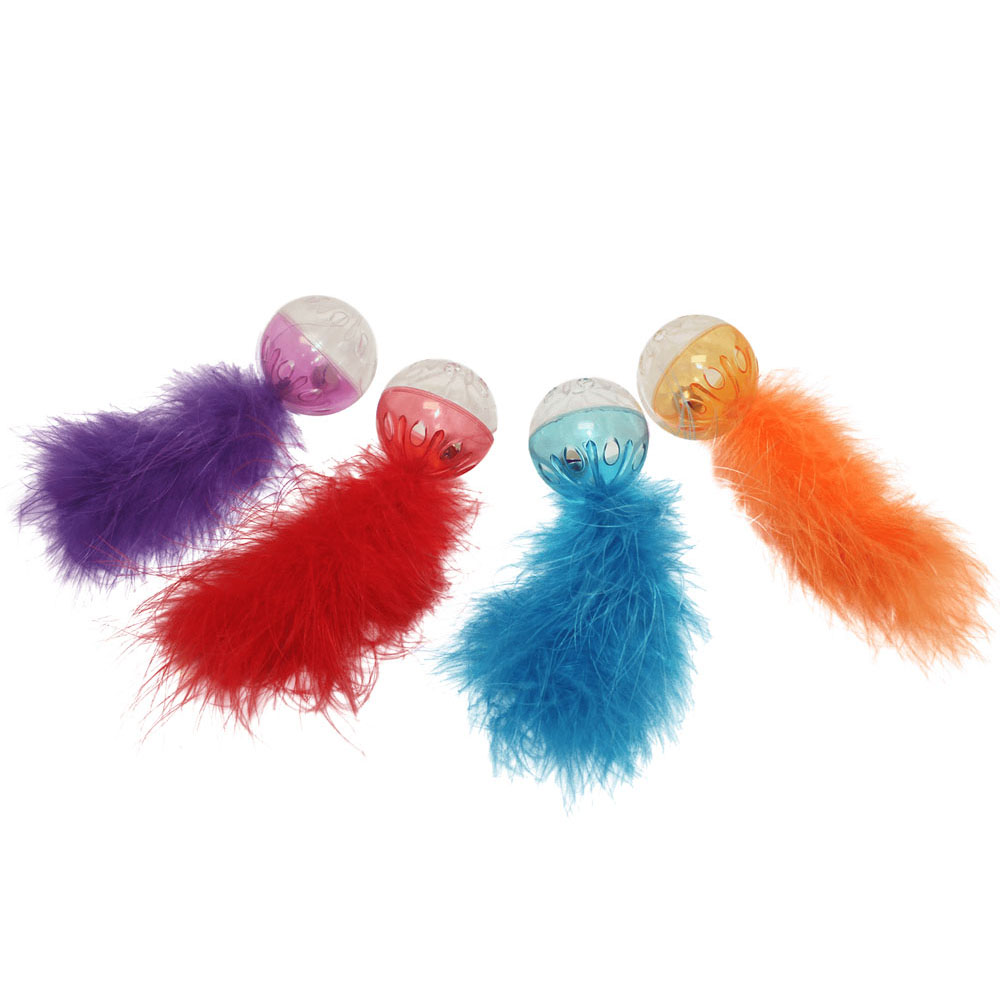 MULTIPET Lattice Ball w/ Feather - 2pk (3) 5"