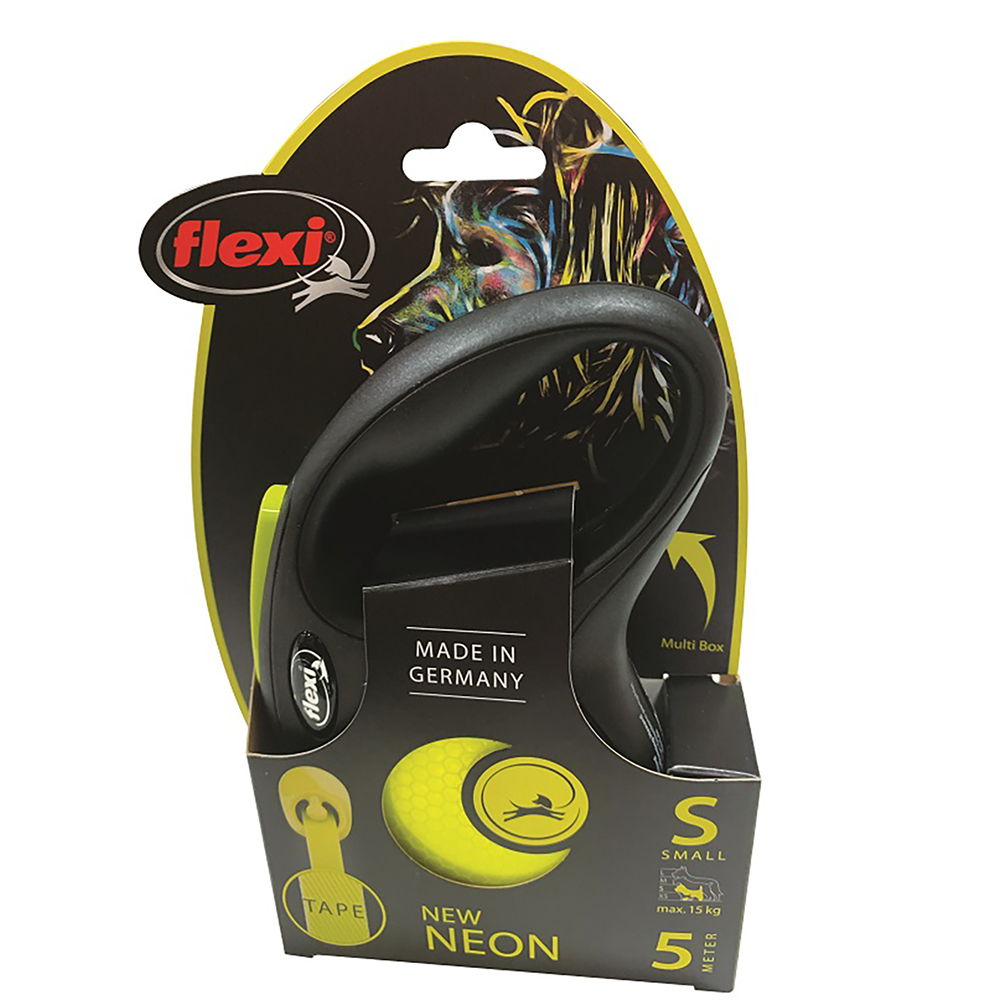 FLEXI Neon Rflct Tape Leash 5 m/16 ft S