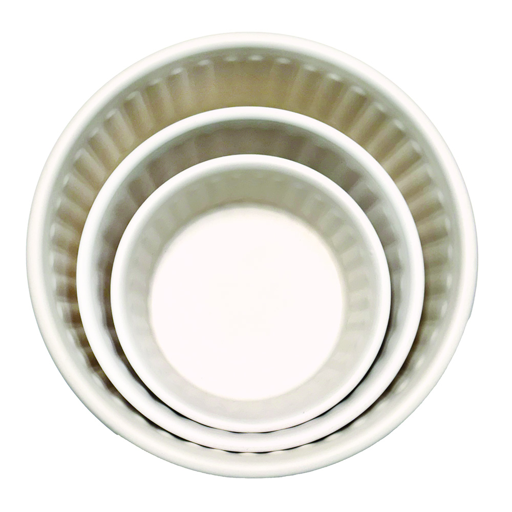 SST Powder-Coated Embossed Premium Antiskid Dog Bowl Ivory 1800 mL