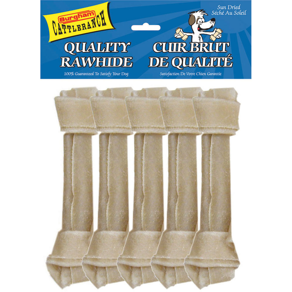 BURGHAM Packaged Rawhide Bone 5pk 8in