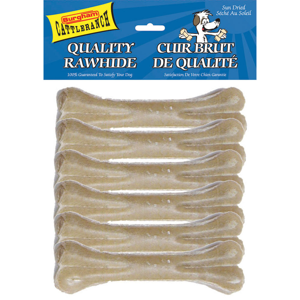 BURGHAM Packaged Pressed Rawhide Bone 6pk 6.5in