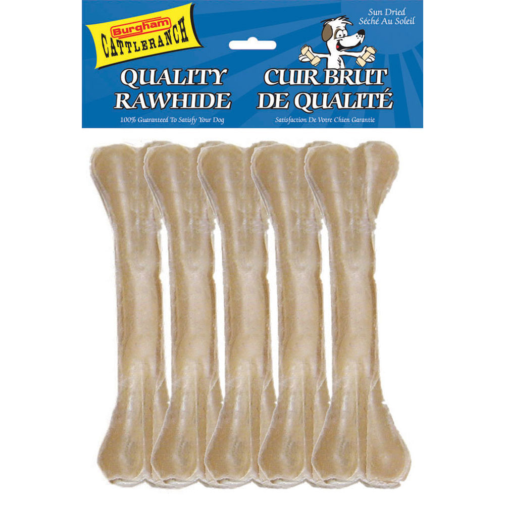 BURGHAM Packaged Pressed Rawhide Bone 5pk 8.25in